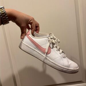 Pink and white low Nikes